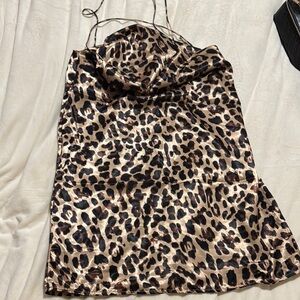 Leopard Print Satin Slip Dress